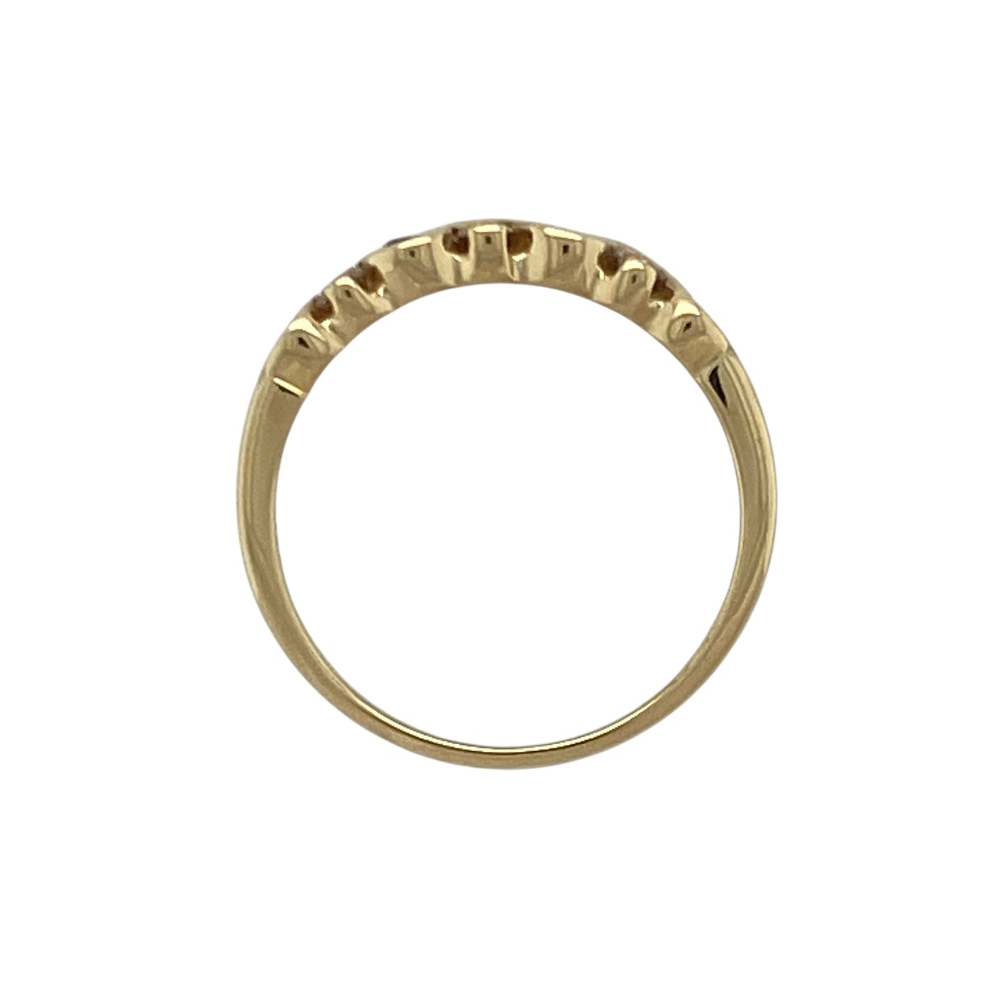 18ct Gold Diamond & Sapphire Set Wavey Setting Band Ring