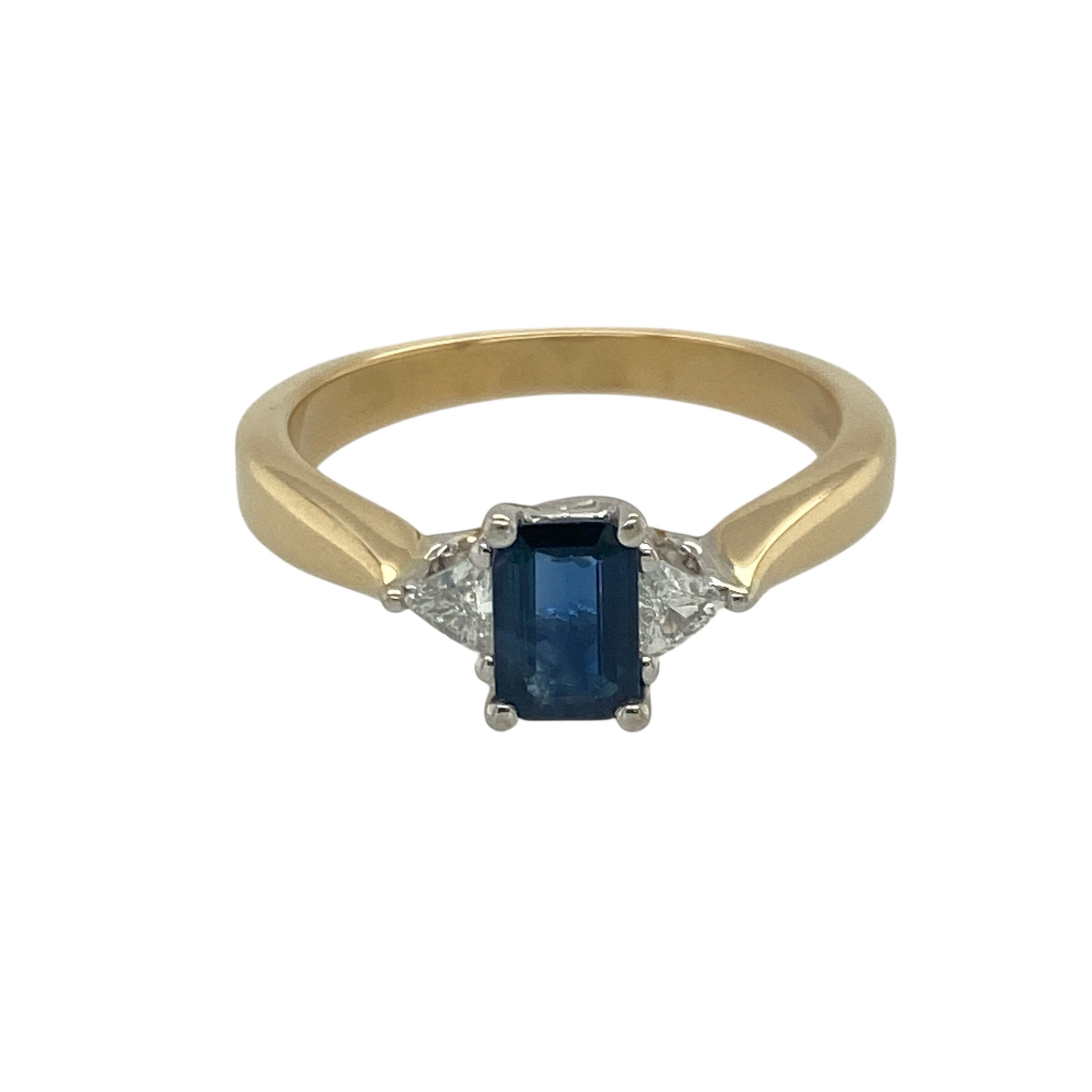 18ct Gold Diamond & Sapphire Set Trilogy Ring