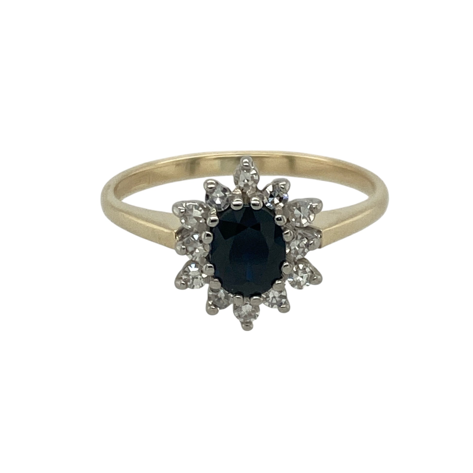 9ct Gold Diamond & Sapphire Set Cluster Ring
