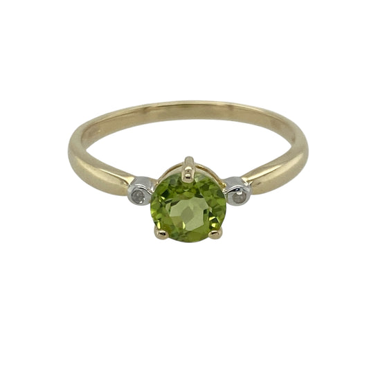 9ct Gold Diamond & Peridot Set Ring