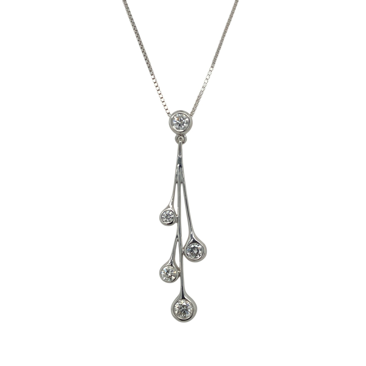 18ct White Gold & Diamond Set Drop 16" Necklace