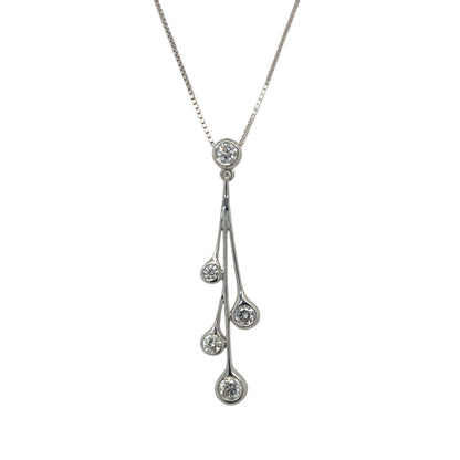 18ct White Gold & Diamond Set Drop 16" Necklace