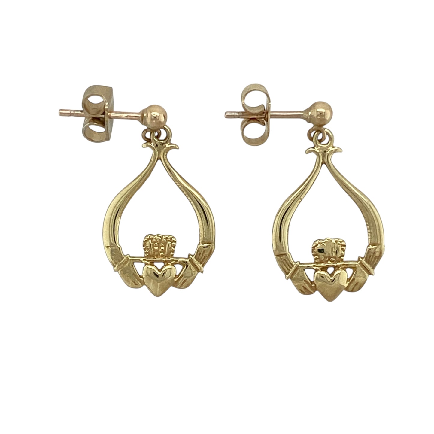 9ct Gold Claddagh Drop Earrings