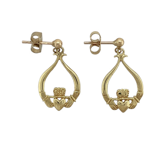 9ct Gold Claddagh Drop Earrings