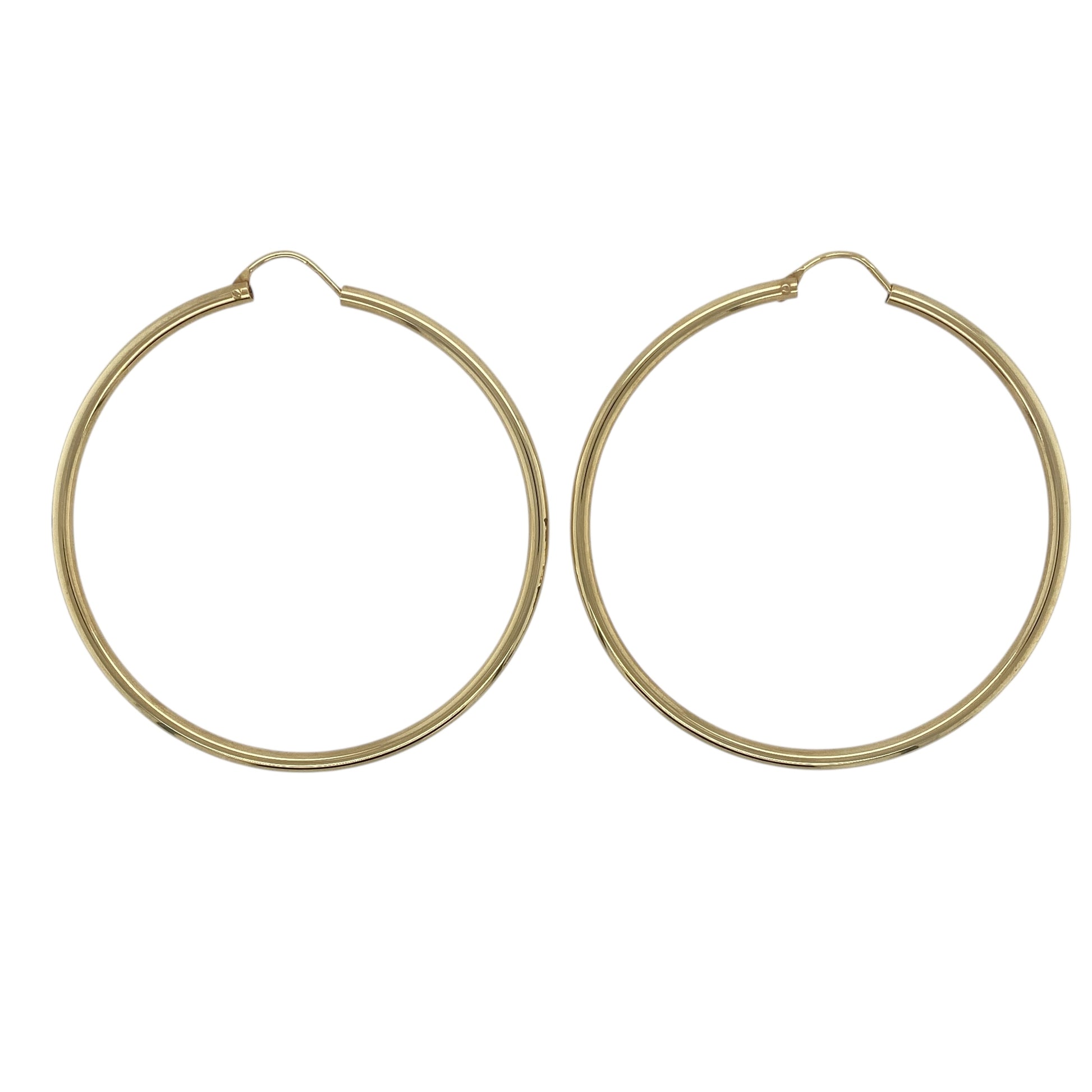 9ct Gold Plain Large Hoop Creole Earrings