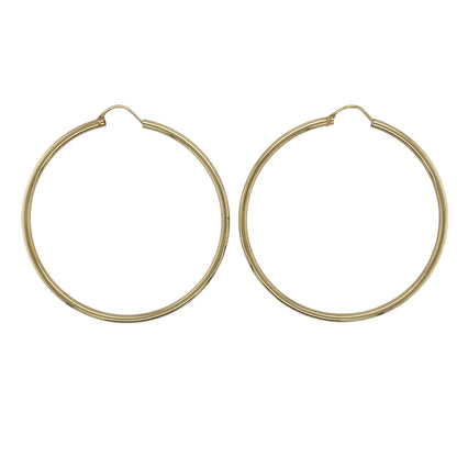9ct Gold Plain Large Hoop Creole Earrings