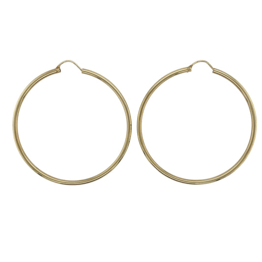 9ct Gold Plain Large Hoop Creole Earrings
