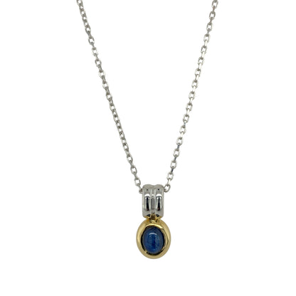 18ct White Gold & Blue Stone Set Oval 16" Necklace