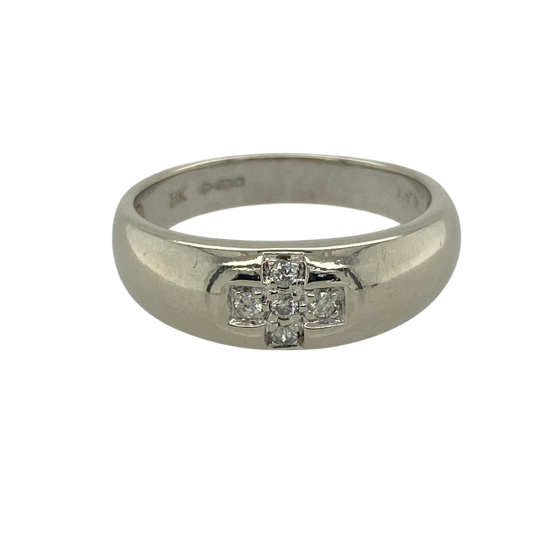 9ct White Gold & Diamond Set Cross Band Ring