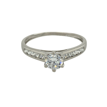 9ct White Gold & Cubic Zirconia Set Solitaire Ring