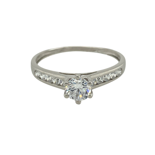 9ct White Gold & Cubic Zirconia Set Solitaire Ring