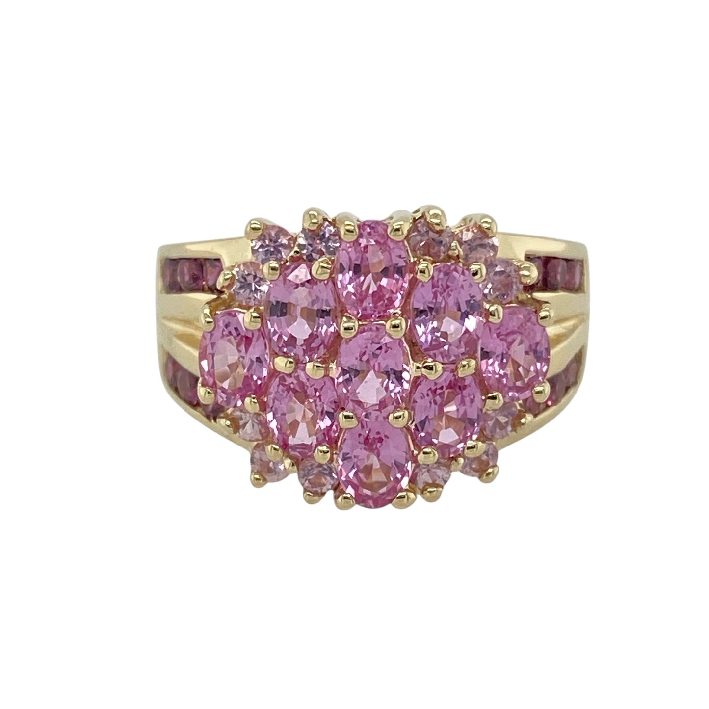 9ct Gold & Pink Stone Set Cluster Ring