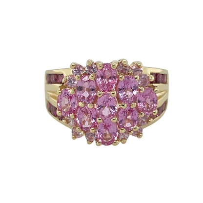 9ct Gold & Pink Stone Set Cluster Ring