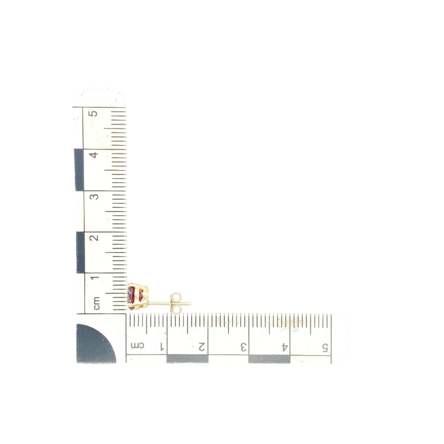 9ct Gold & Round Red Stone Stud Earrings