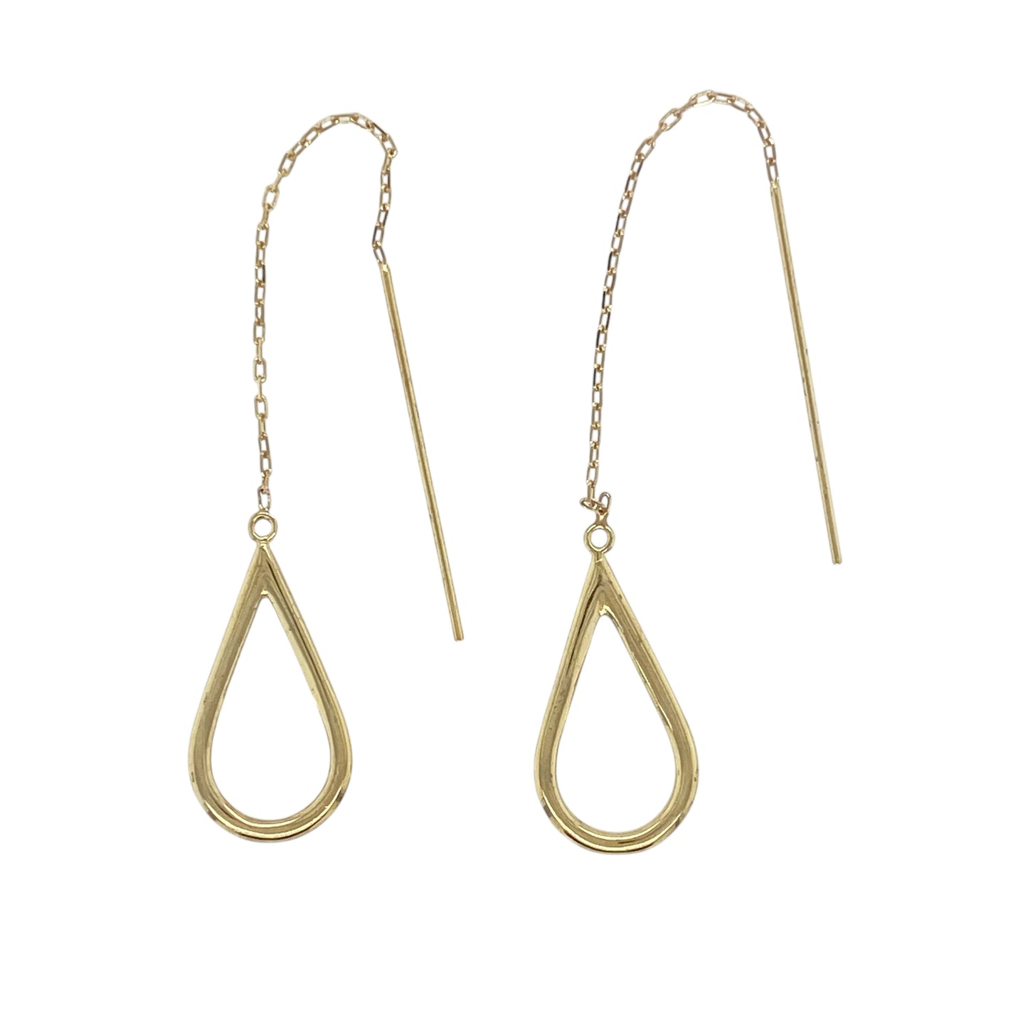 9ct Gold Open Teardrop Drop Bar Earrings