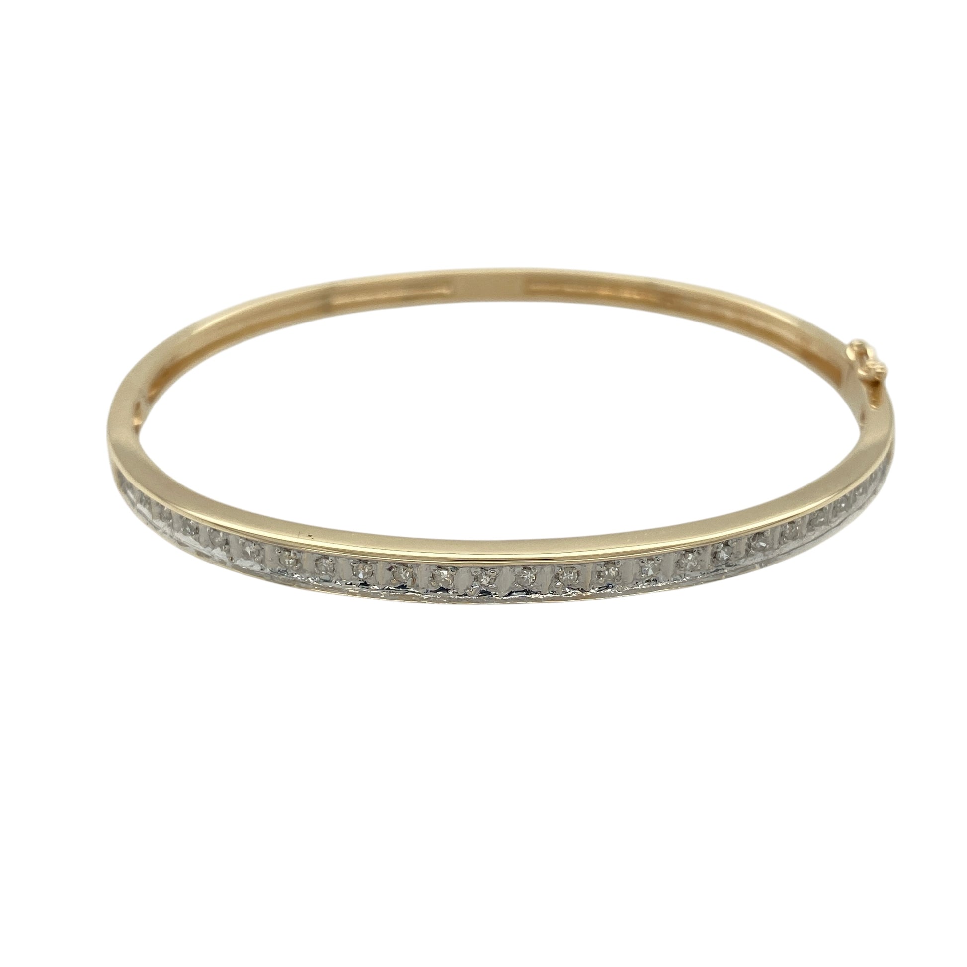 9ct Gold & Diamond Set Hinged Bangle