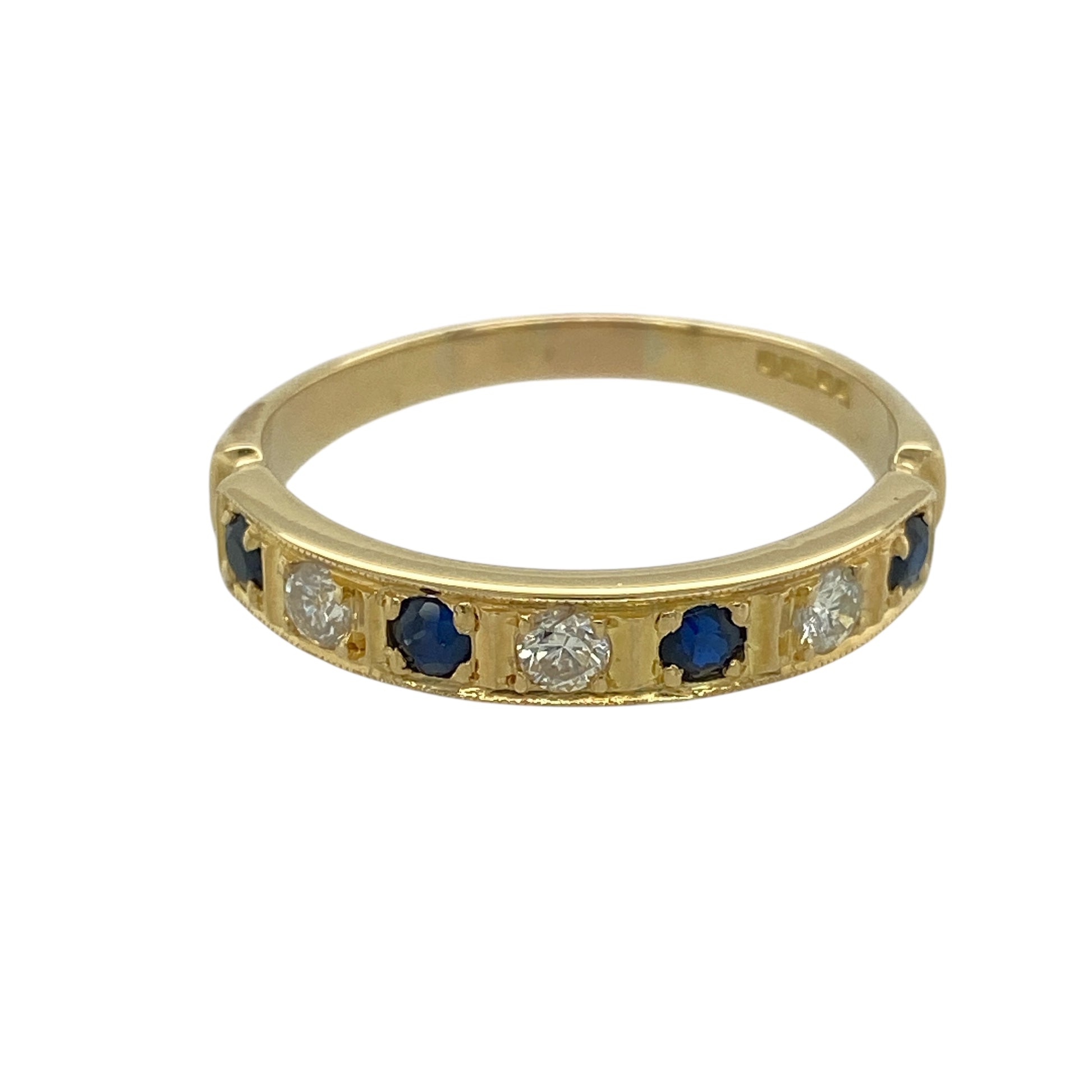 18ct Gold Diamond & Sapphire Set Band Ring