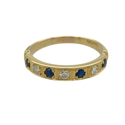 18ct Gold Diamond & Sapphire Set Band Ring