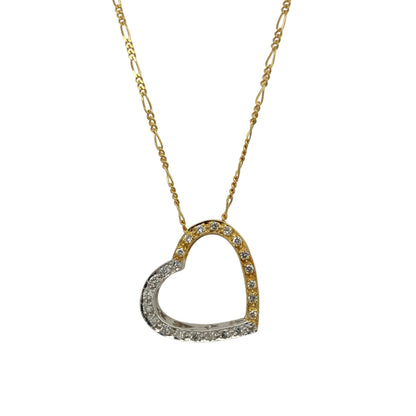 18ct Gold & Diamond Set Open Heart 18" Necklace