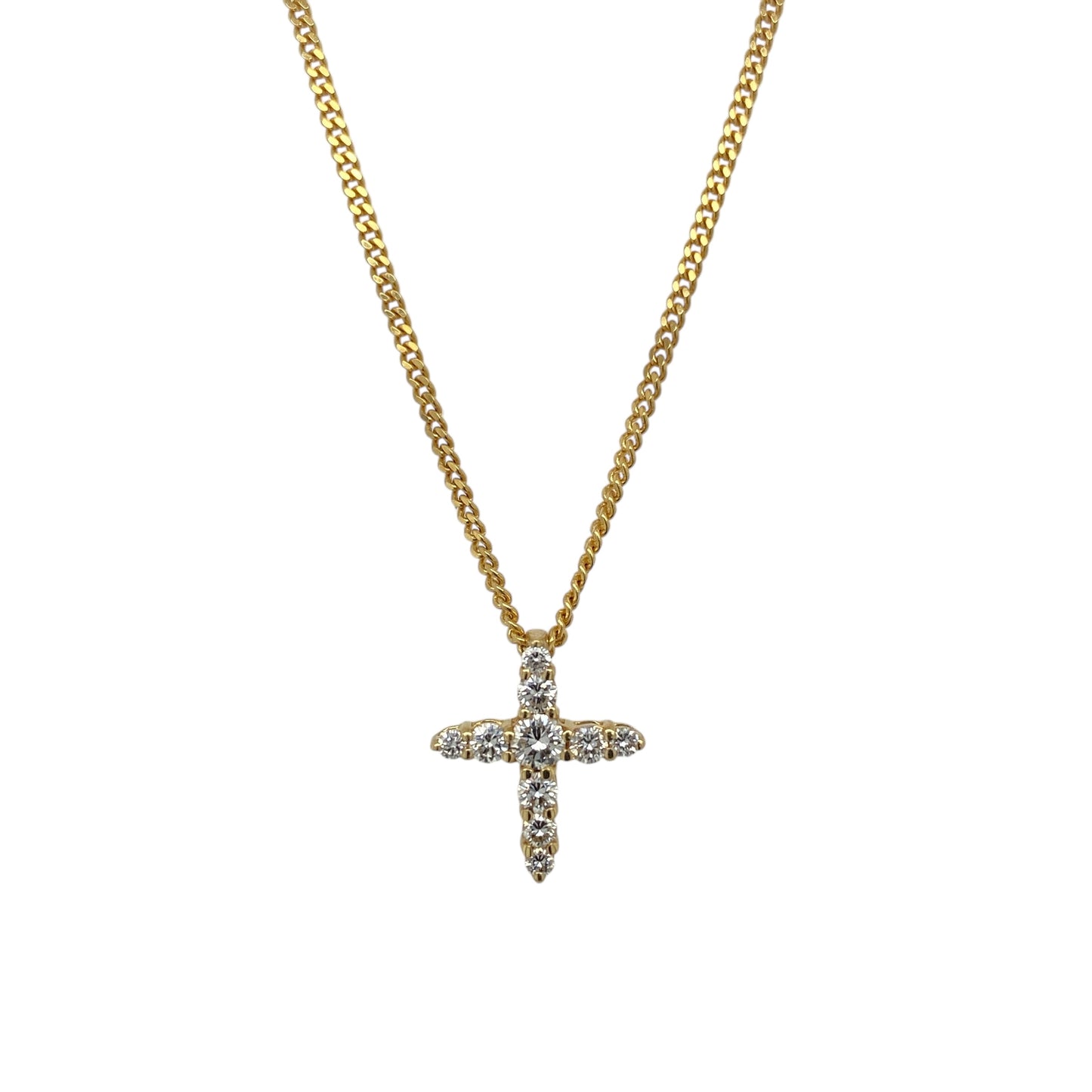 18ct Gold & Diamond Set Cross 20" Necklace