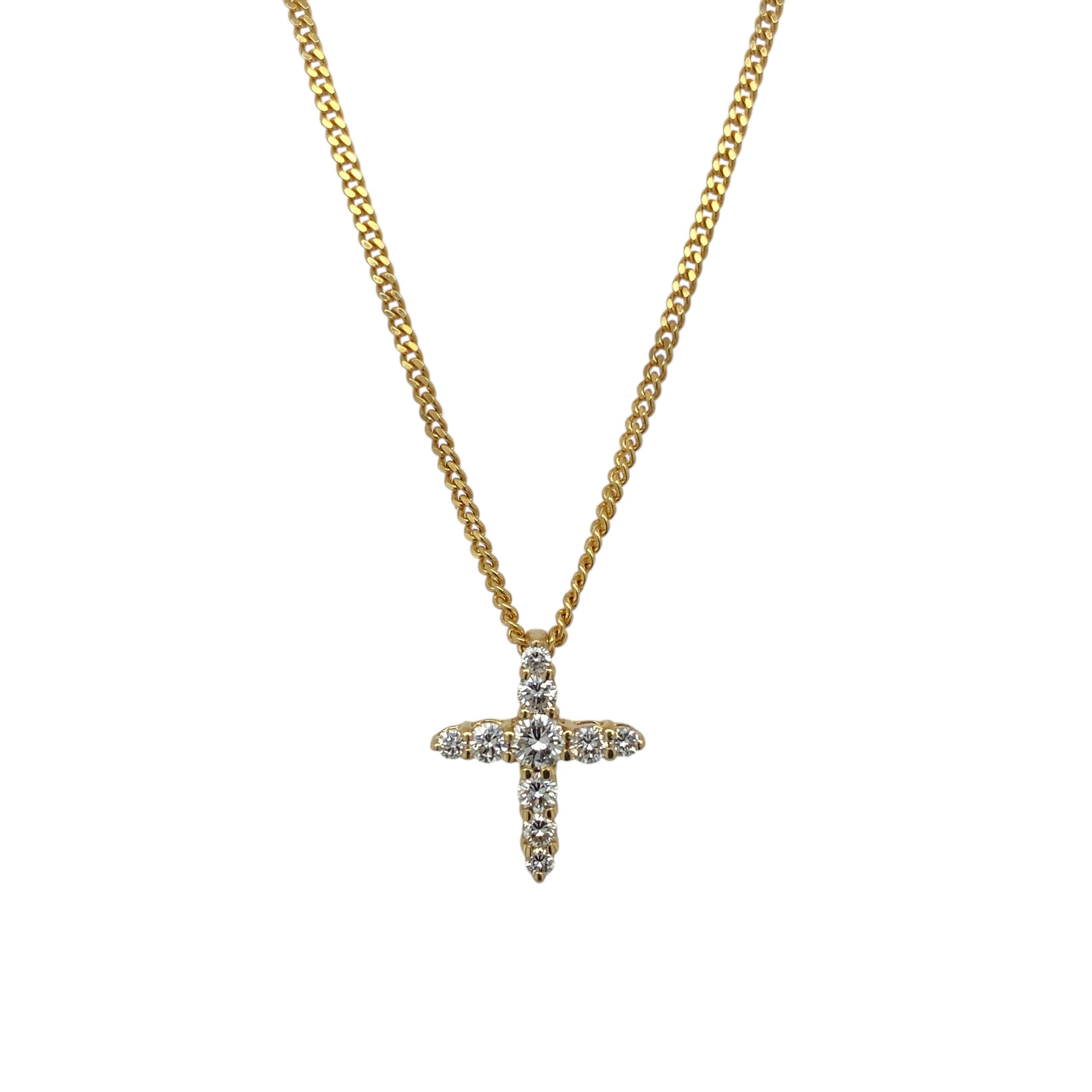 18ct Gold & Diamond Set Cross 20" Necklace