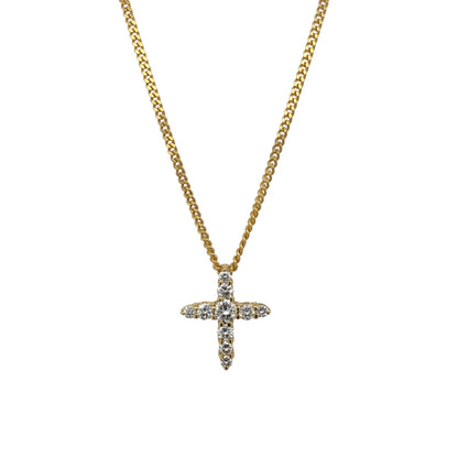18ct Gold & Diamond Set Cross 20" Necklace