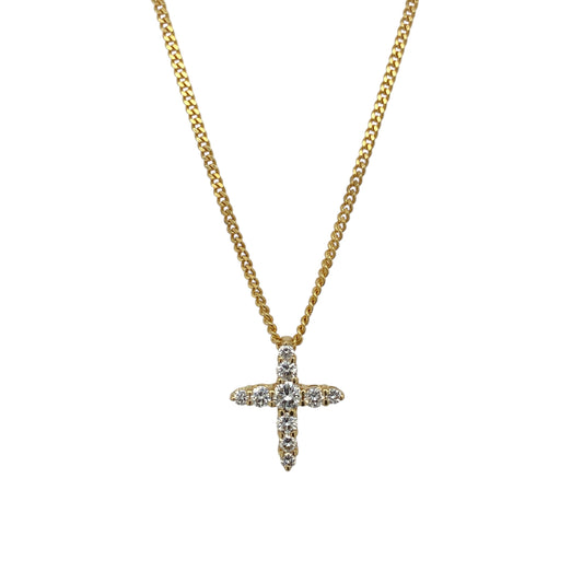 18ct Gold & Diamond Set Cross 20" Necklace