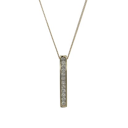 9ct Gold & Diamond Set Bar 18" Necklace