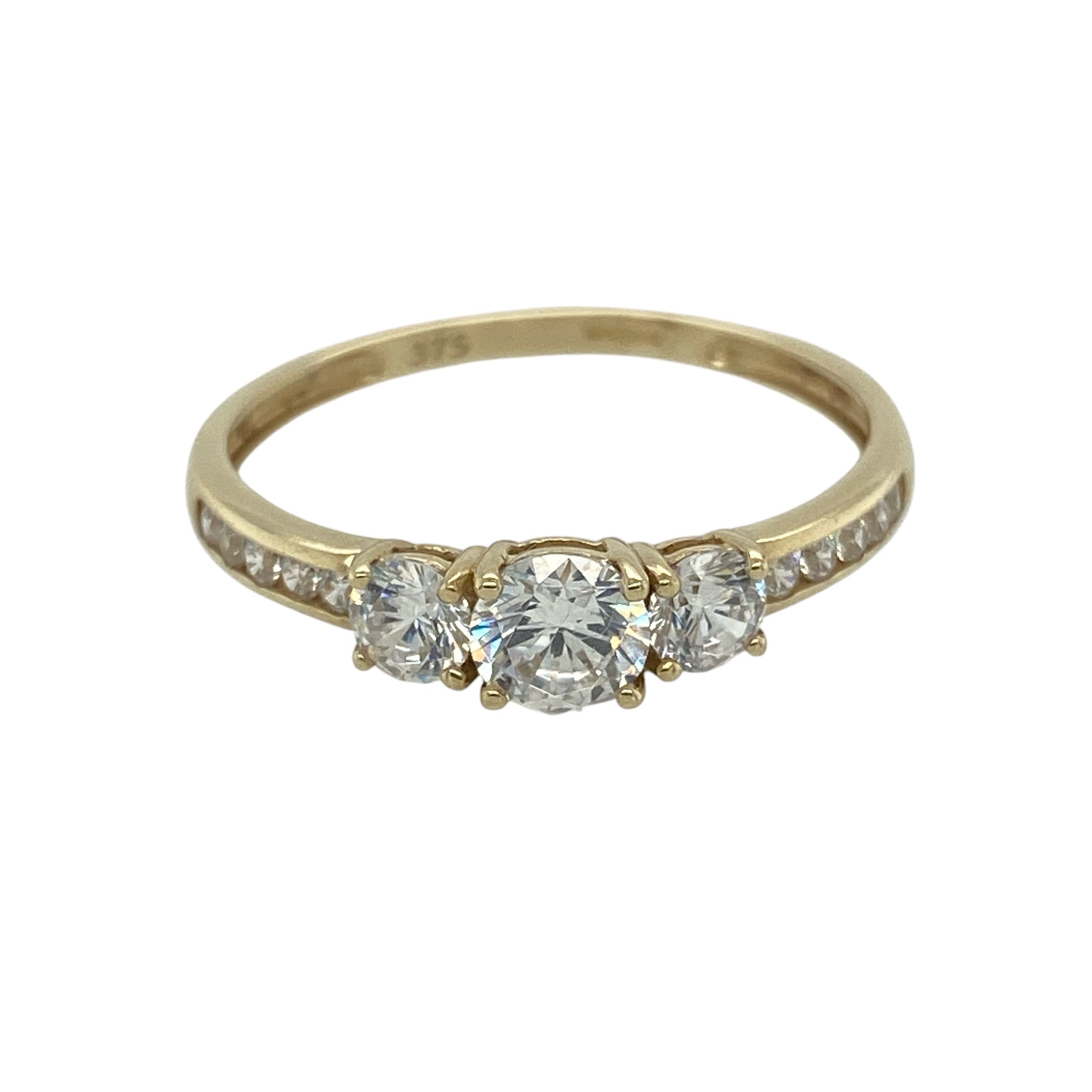 9ct Gold & Cubic Zirconia Set Trilogy Ring