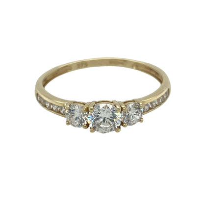 9ct Gold & Cubic Zirconia Set Trilogy Ring