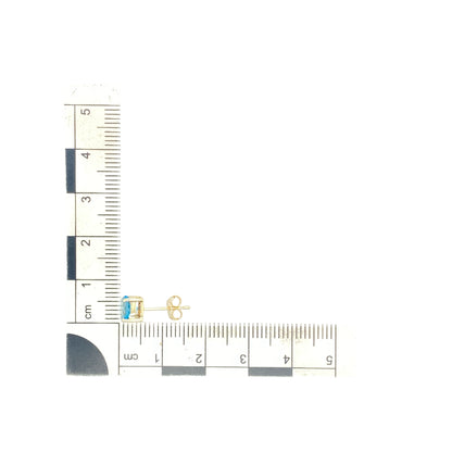 9ct Gold & Blue Stone Round Stud Earrings