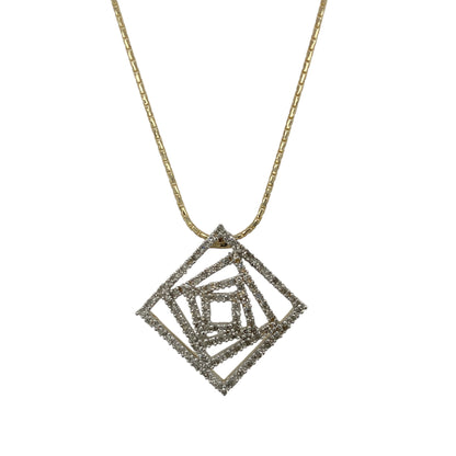 9ct Gold & Diamond Set Abstract Square 18" Necklace