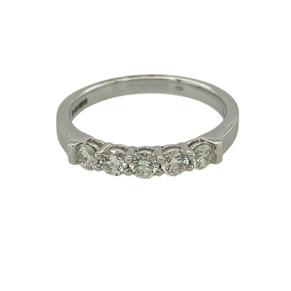 New 18ct White Gold & Diamond Set Five Stone Band Ring