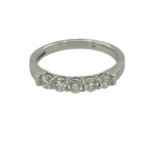 New 18ct White Gold & Diamond Set Five Stone Band Ring