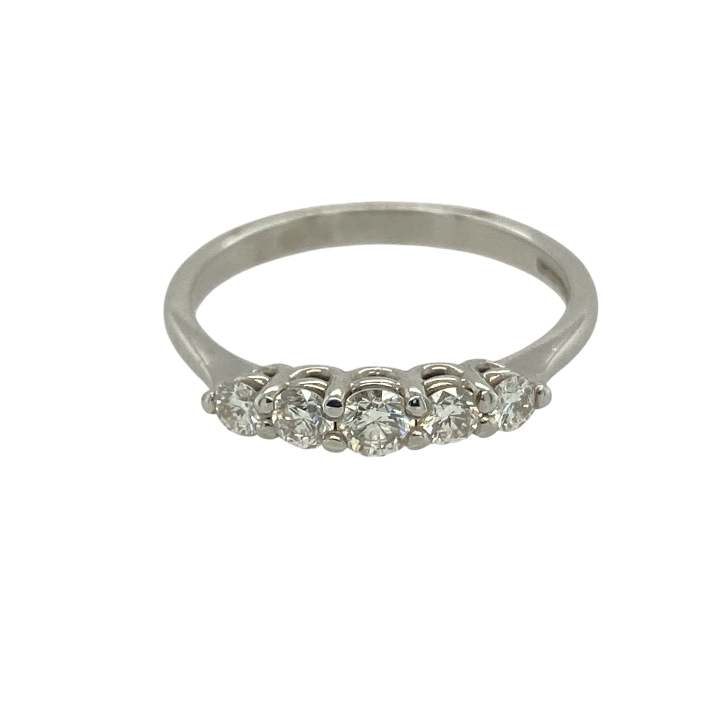 New 18ct White Gold & Diamond Set Five Stone Band Ring