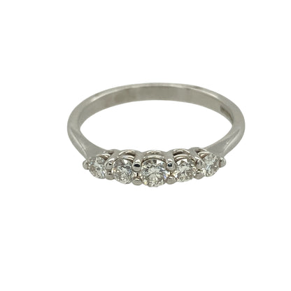 New 18ct White Gold & Diamond Set Five Stone Band Ring