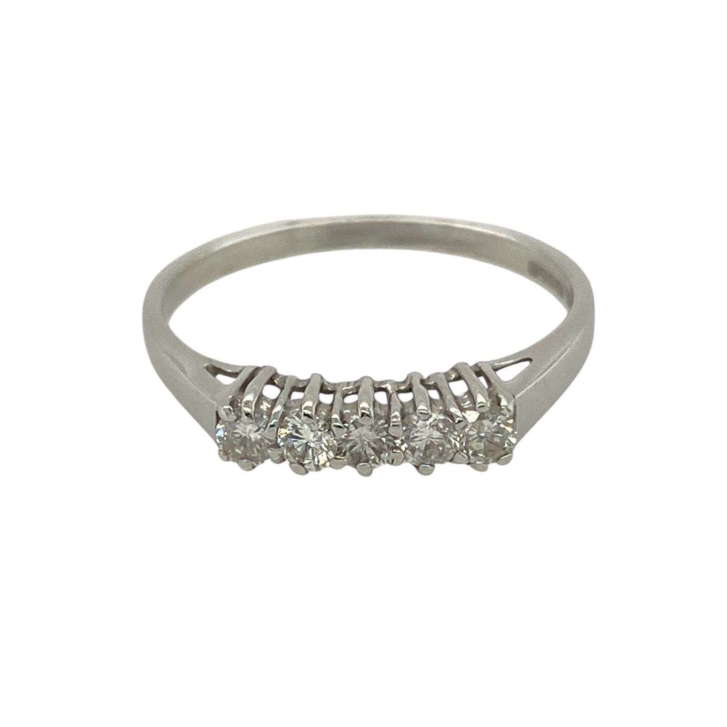 New 9ct White Gold & Diamond Set Five Stone Band Ring