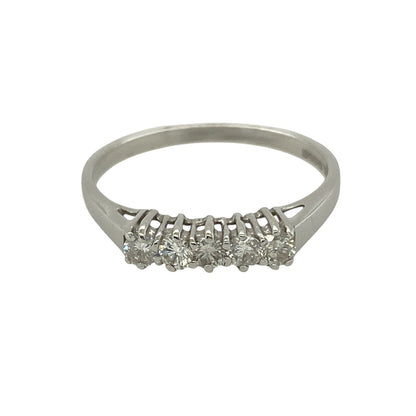 New 9ct White Gold & Diamond Set Five Stone Band Ring