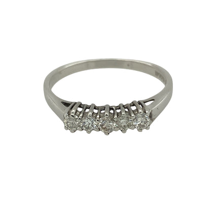 New 9ct White Gold & Diamond Set Five Stone Band Ring