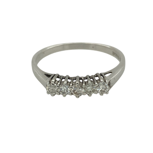 New 9ct White Gold & Diamond Set Five Stone Band Ring