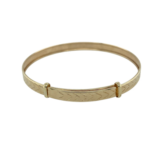 9ct Gold Arrow Patterned Expanding Baby Bangle