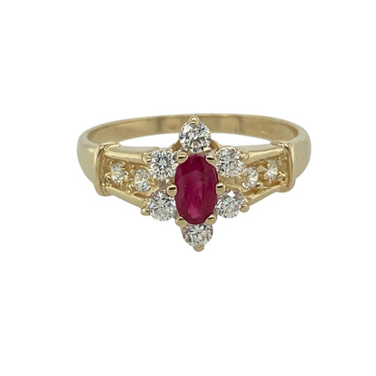 9ct Gold Ruby & Cubic Zirconia Set Cluster Ring