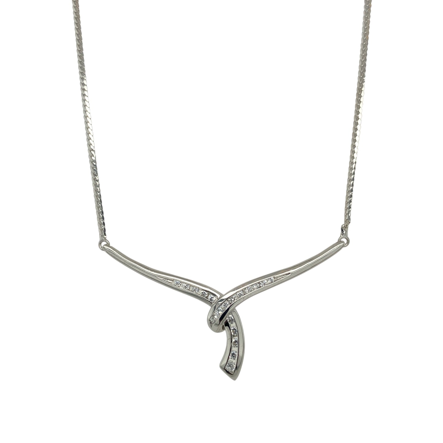 9ct White Gold & Cubic Zirconia Set 17" Necklace