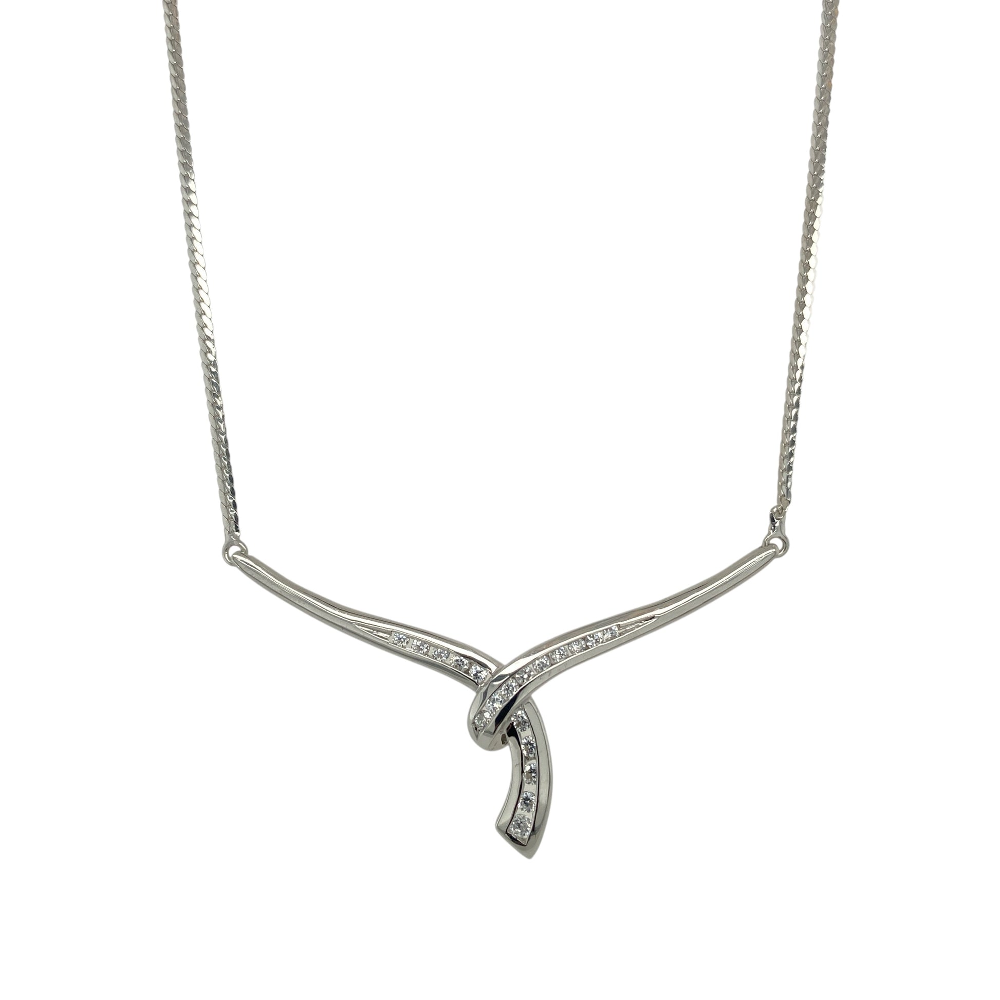 9ct White Gold & Cubic Zirconia Set 17" Necklace