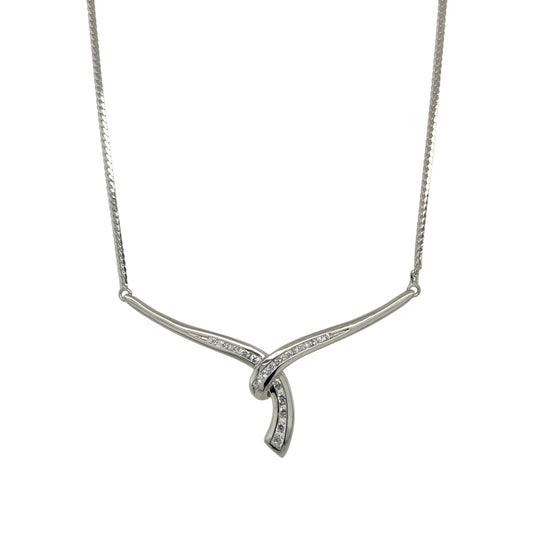 9ct White Gold & Cubic Zirconia Set 17" Necklace