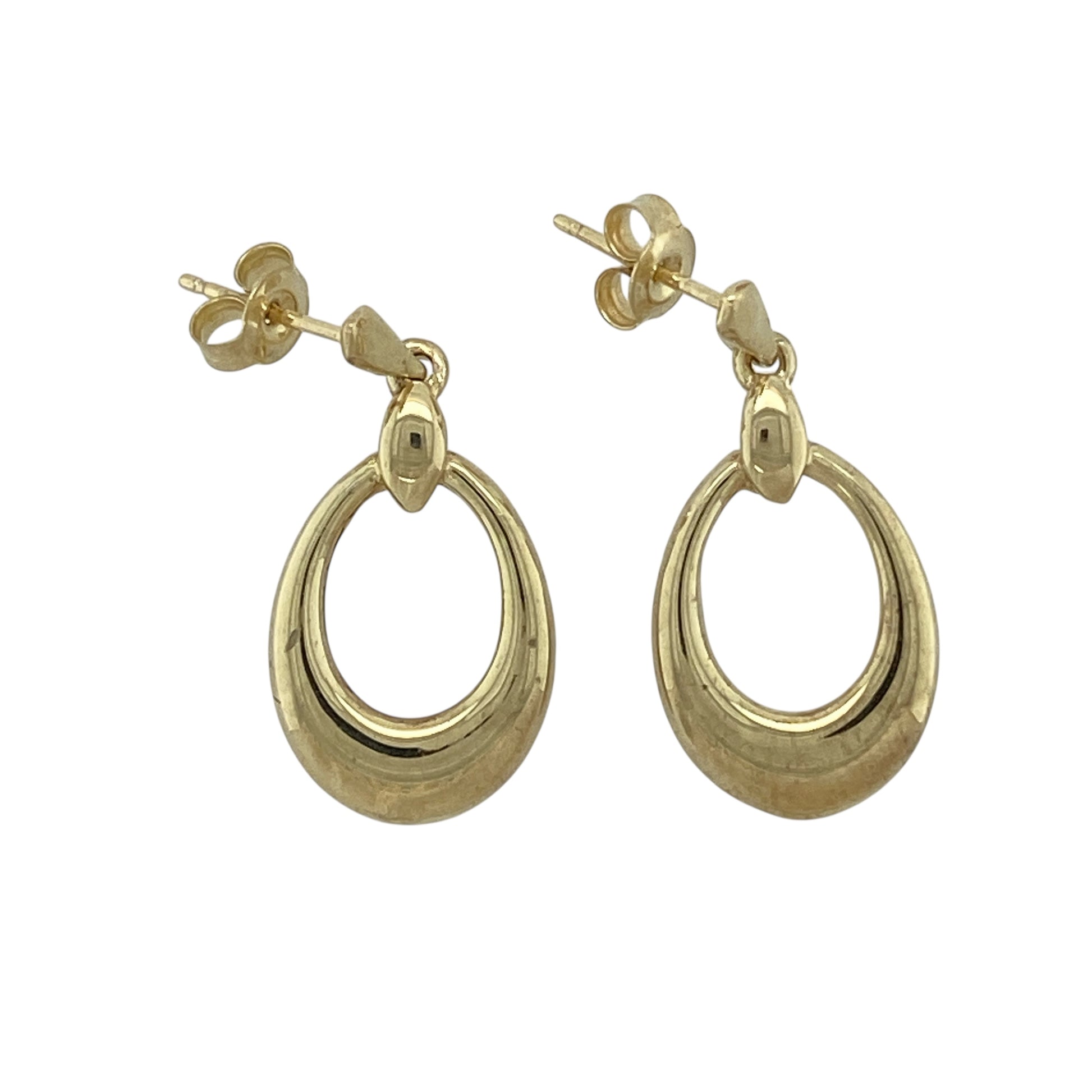 9ct Gold Oval Drop Earrings