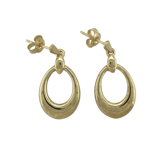 9ct Gold Oval Drop Earrings