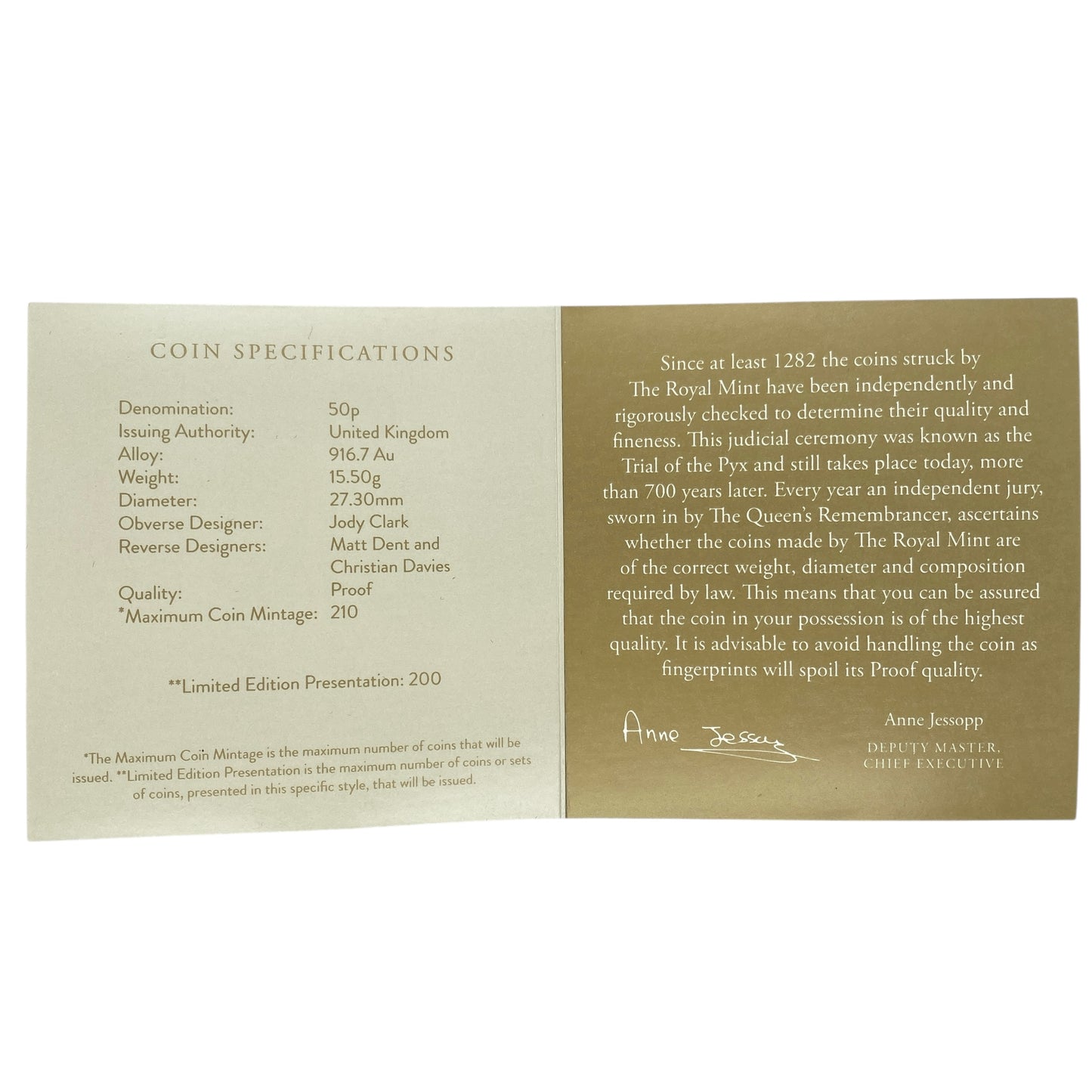 2022 Innovation of Science Alan Turning UK 22ct Gold 50p Gold Proof Coin