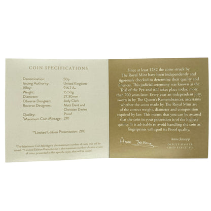 2022 Innovation of Science Alan Turning UK 22ct Gold 50p Gold Proof Coin