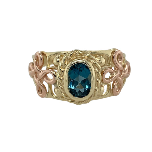 9ct Welsh Gold & Sapphire Set Celtic Ring